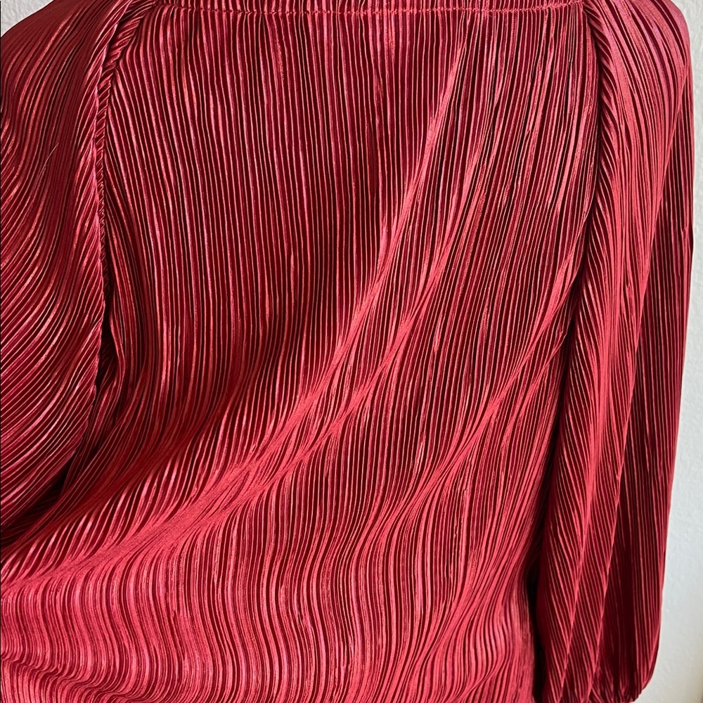 Chico's Rich Red Pleated Blouse - Picture 4 of 5